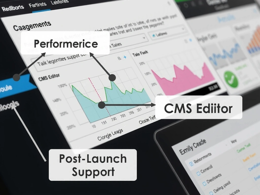 Annotated admin dashboard showing post-launch tools